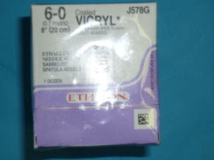 Absorbable Suture with Needle Coated Vicryl™ Polyglactin 910 S-24 1/4 Circle Spatula Needle Size 6-0 Braided - BeHope