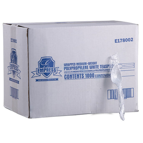 Teaspoon Empress™ Medium Weight White Plastic - BeHope