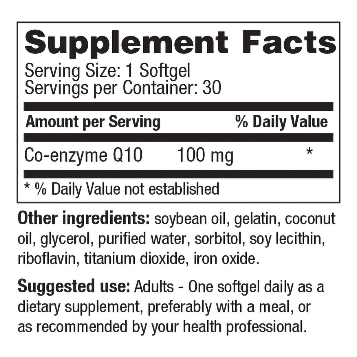 Dietary Supplement Coenzyme Q-10 100 mg Strength Softgel 30 per Bottle - BeHope