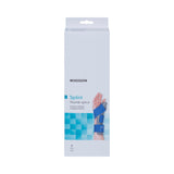 Wrist Splint with Thumb Spica McKesson Thumb Spica Nylon / Cotton-Terry / Foam / Elastic / Spandex Left Hand Blue / Gray Small / Medium - BeHope