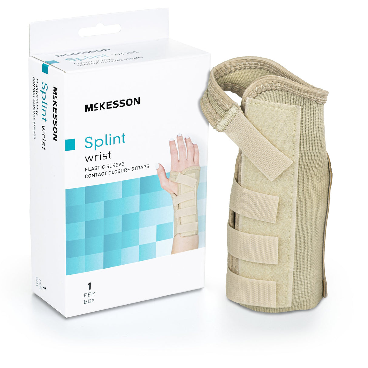Wrist Brace McKesson Low Profile / Contoured / Wraparound Aluminum / Cotton / Elastic Right Hand Beige X-Small - BeHope