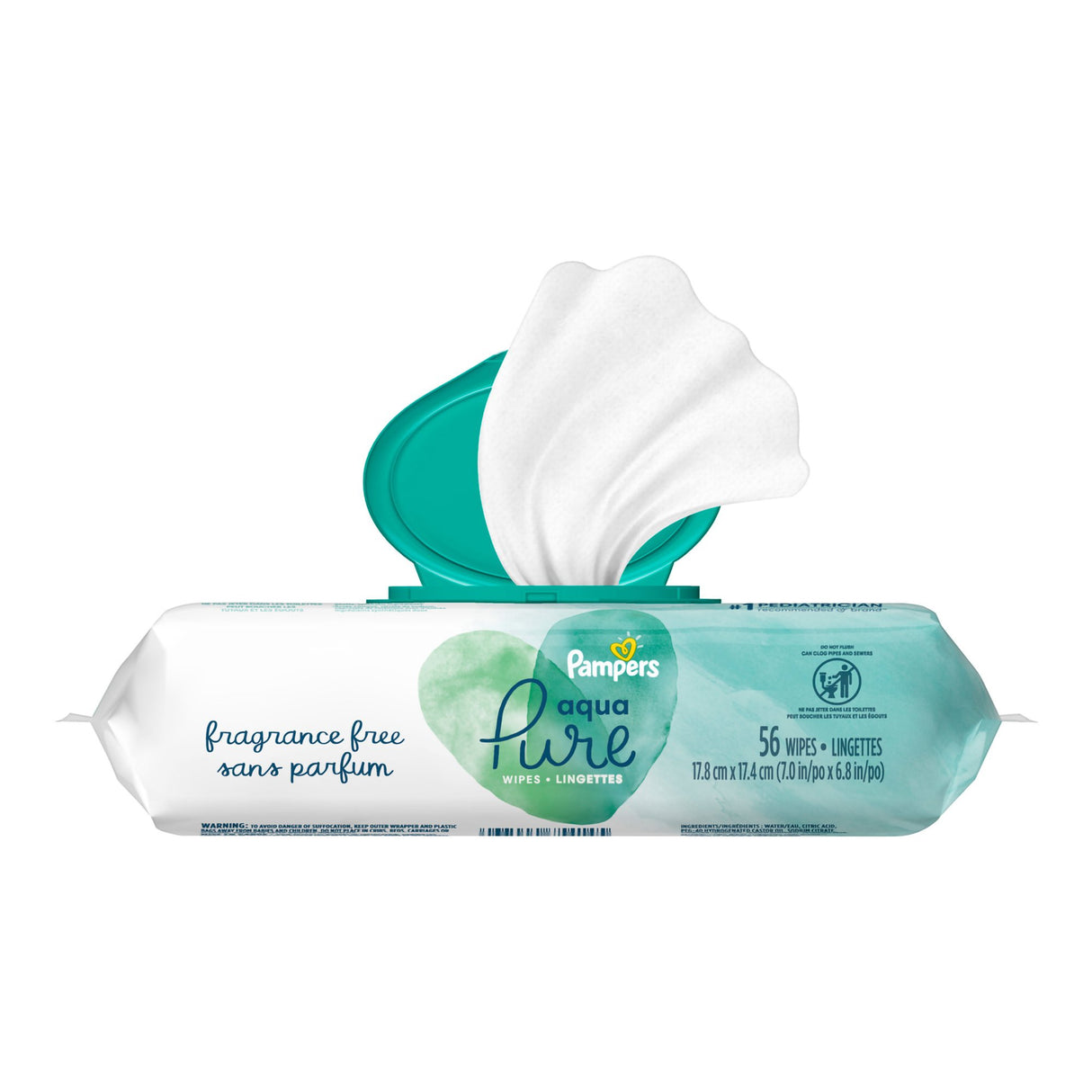 Baby Wipe Pampers® Aqua Pure® Soft Pack Unscented 56 Count - BeHope