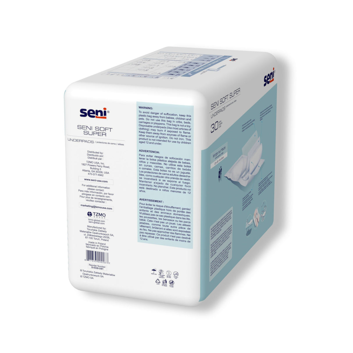 Disposable Underpad Seni® Soft Super 23 X 35 Inch Cellulose Pulp Moderate Absorbency - BeHope