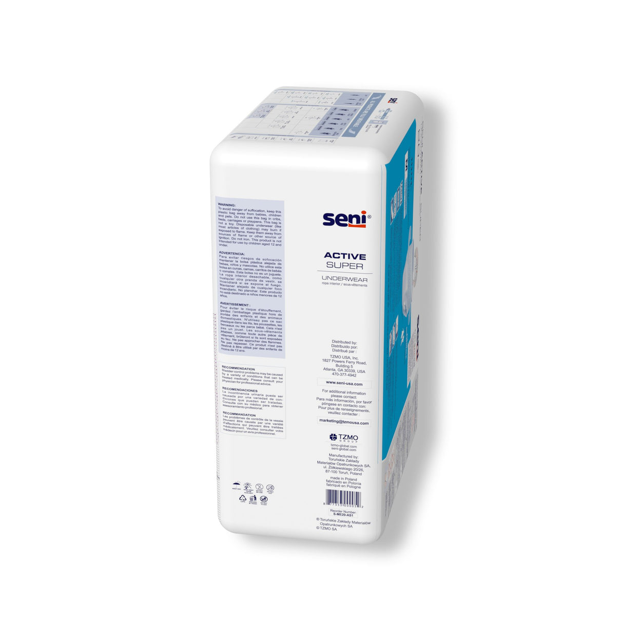 Absorbent Underwear Seni® Active Super Pull On with Tear Away Seams Adult Medium Unisex Disposable Moderate Absorbency - BeHope