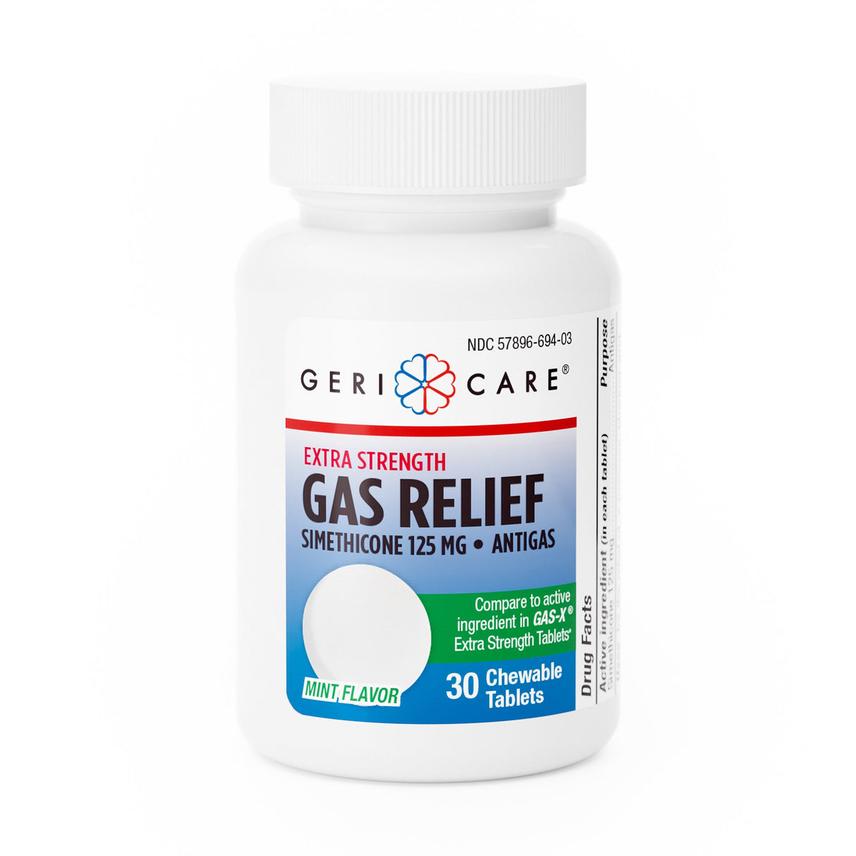 Gas Relief Geri-Care® 125 mg Strength Tablet 30 per Bottle - BeHope