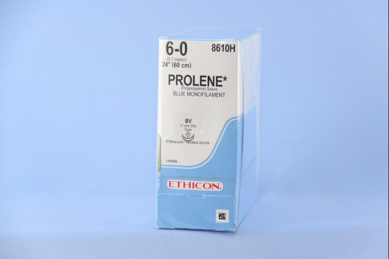 Nonabsorbable Suture with Needle Prolene™ Polypropylene BV 3/8 Circle Taper Point Needle Size 6-0 Monofilament - BeHope