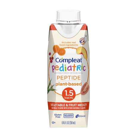 Pediatric Tube Feeding Formula Compleat® Peptide 1.5 Vegetable / Fruit Flavor 8.45 oz. Carton Liquid Plant and Peptide Based - BeHope