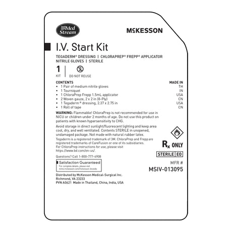 McKesson Sterile IV Start Kit with Tegaderm and Chloraprep - BeHope