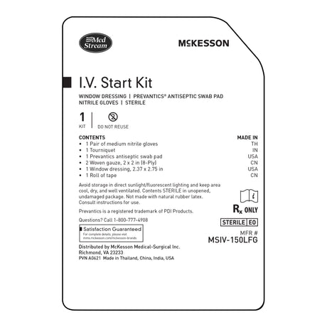 Mckesson Comprehensive IV Start Kit with Gloves and Swab - BeHope