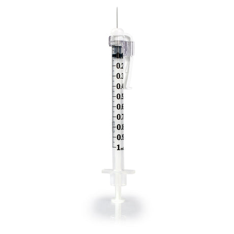 Safety Tuberculin Syringe with Needle McKesson Prevent® SG 1 mL 1/2 Inch 27 Gauge Sliding Safety Needle Regular Wall - BeHope