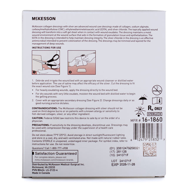 Silver Collagen Advanced Wound Care Dressing Mckesson Sterile - BeHope