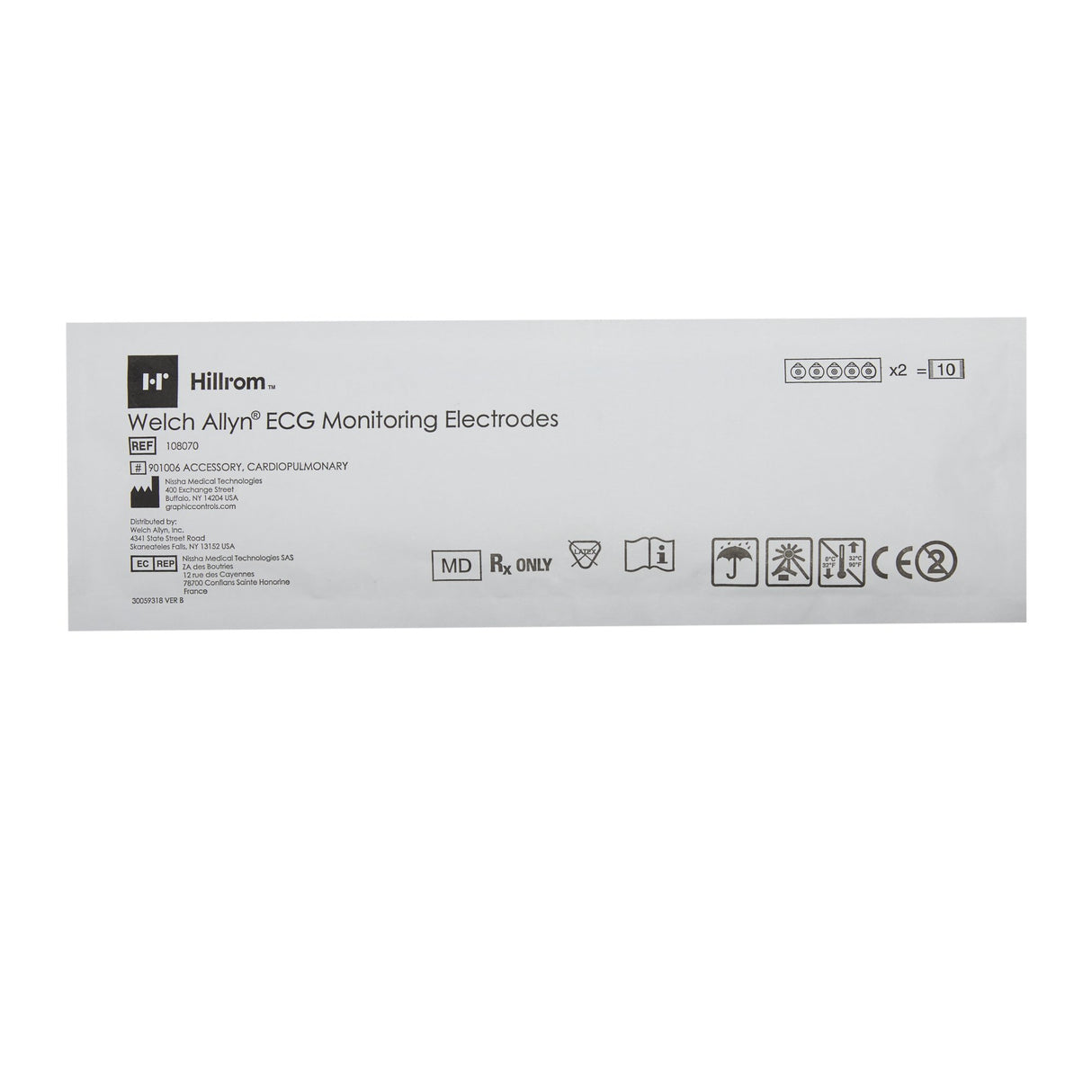 Ecg Monitoring Electrode Welch Allyn® Snap Connector Solid Gel Foam Backing Non-radiolucent - BeHope