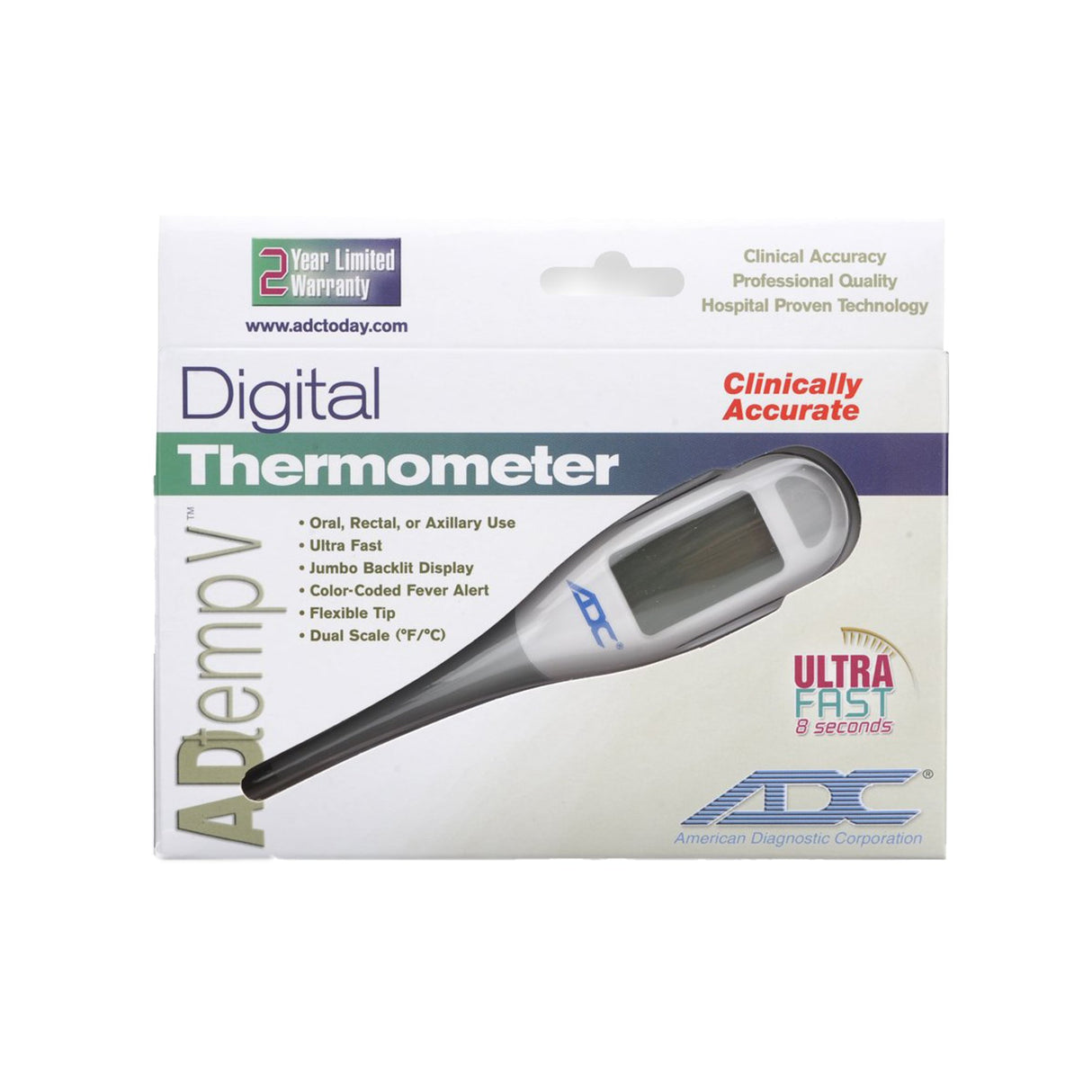 Digital Stick Thermometer Adtemp™ Oral / Rectal / Axillary Probe Handheld - BeHope