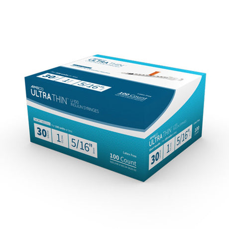 Standard Insulin Syringe with Needle AIMSCO® 1 mL 5/16 Inch 30 Gauge NonSafety Ultra Thin Wall - BeHope