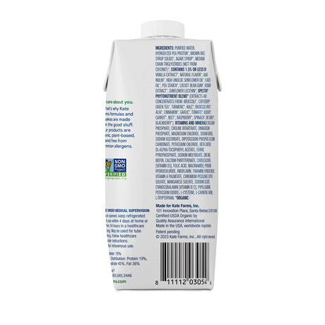 Oral Supplement Kate Farms Peptide 1.0 Plant Based Organic Hydrolyzed Pea Protein Nutrition - BeHope