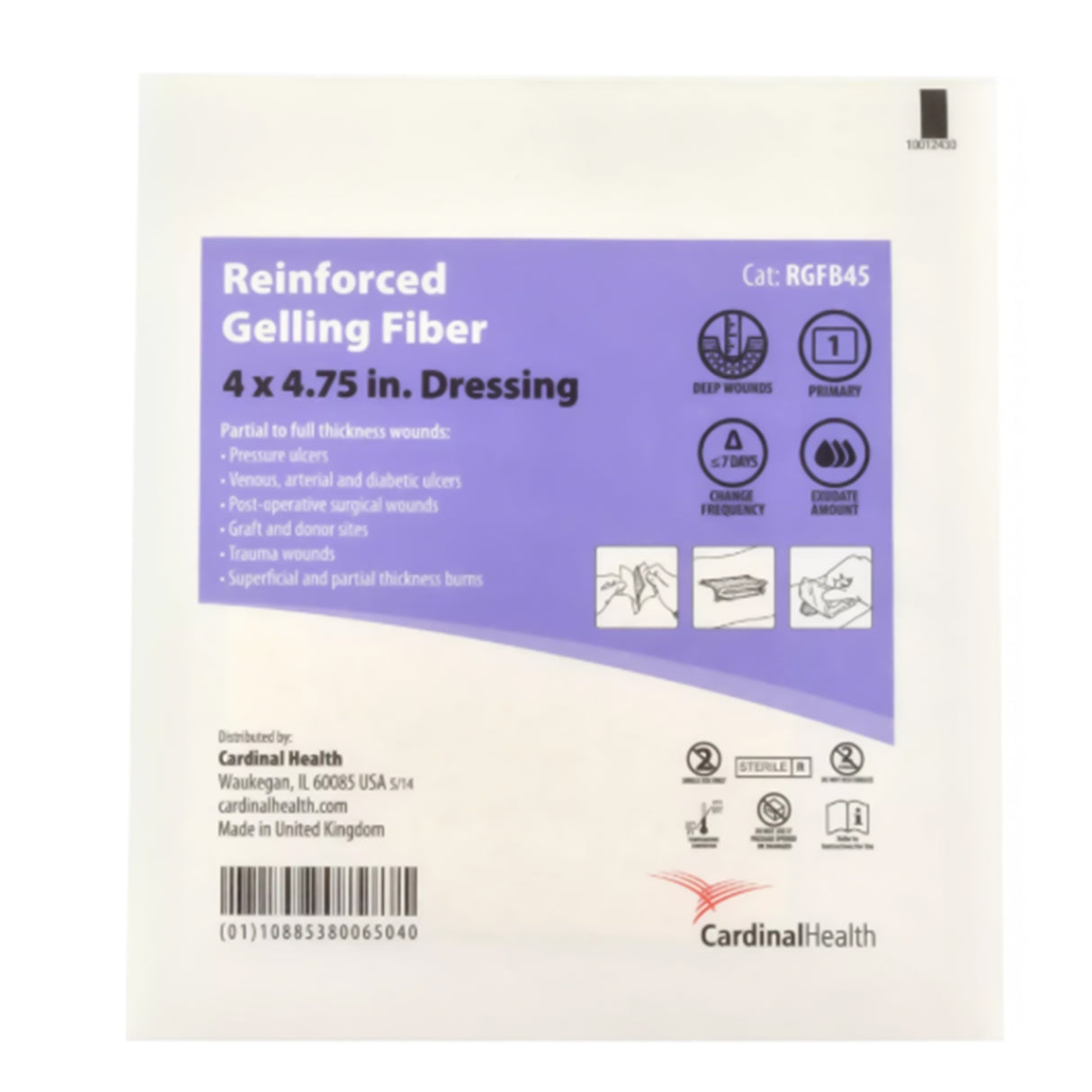 Silver Gelling Fiber Dressing Cardinal Healthâ„¢ 4 X 4-3/4 Inch Rectangle Sterile - Behope