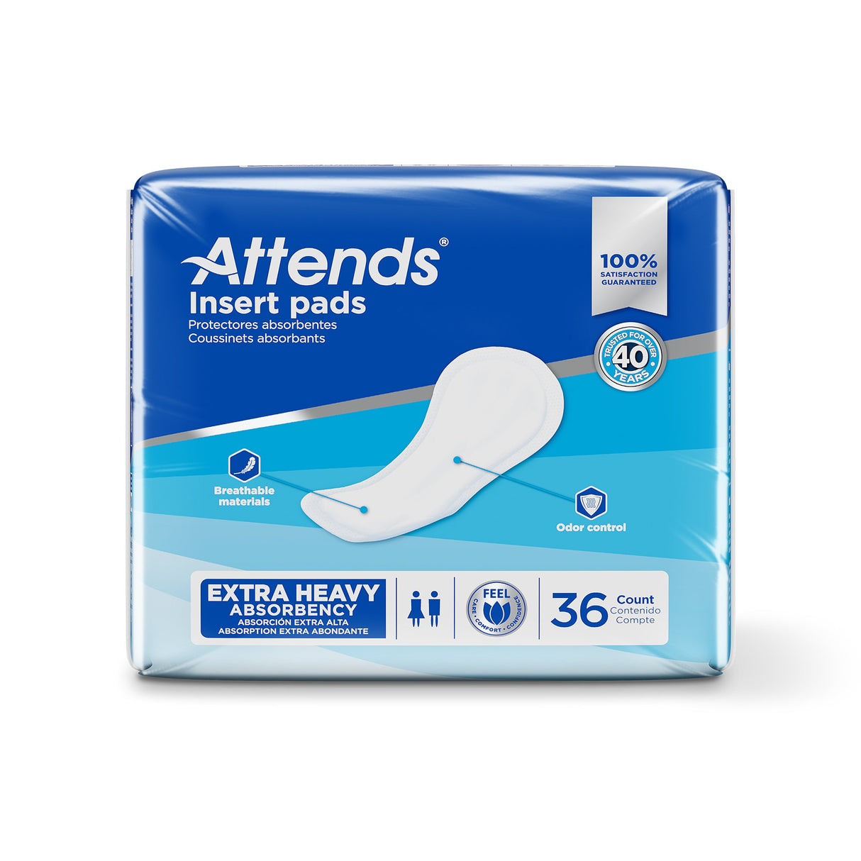 Incontinence Liner Attends® Insert Pad 16-1/2 Inch Length Heavy Absorbency Polymer Core One Size Fits Most - BeHope