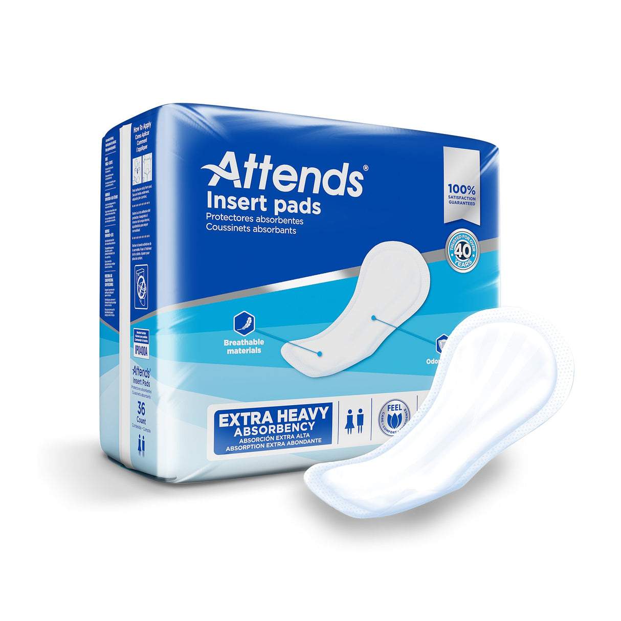 Incontinence Liner Attends® Insert Pad 16-1/2 Inch Length Heavy Absorbency Polymer Core One Size Fits Most - BeHope