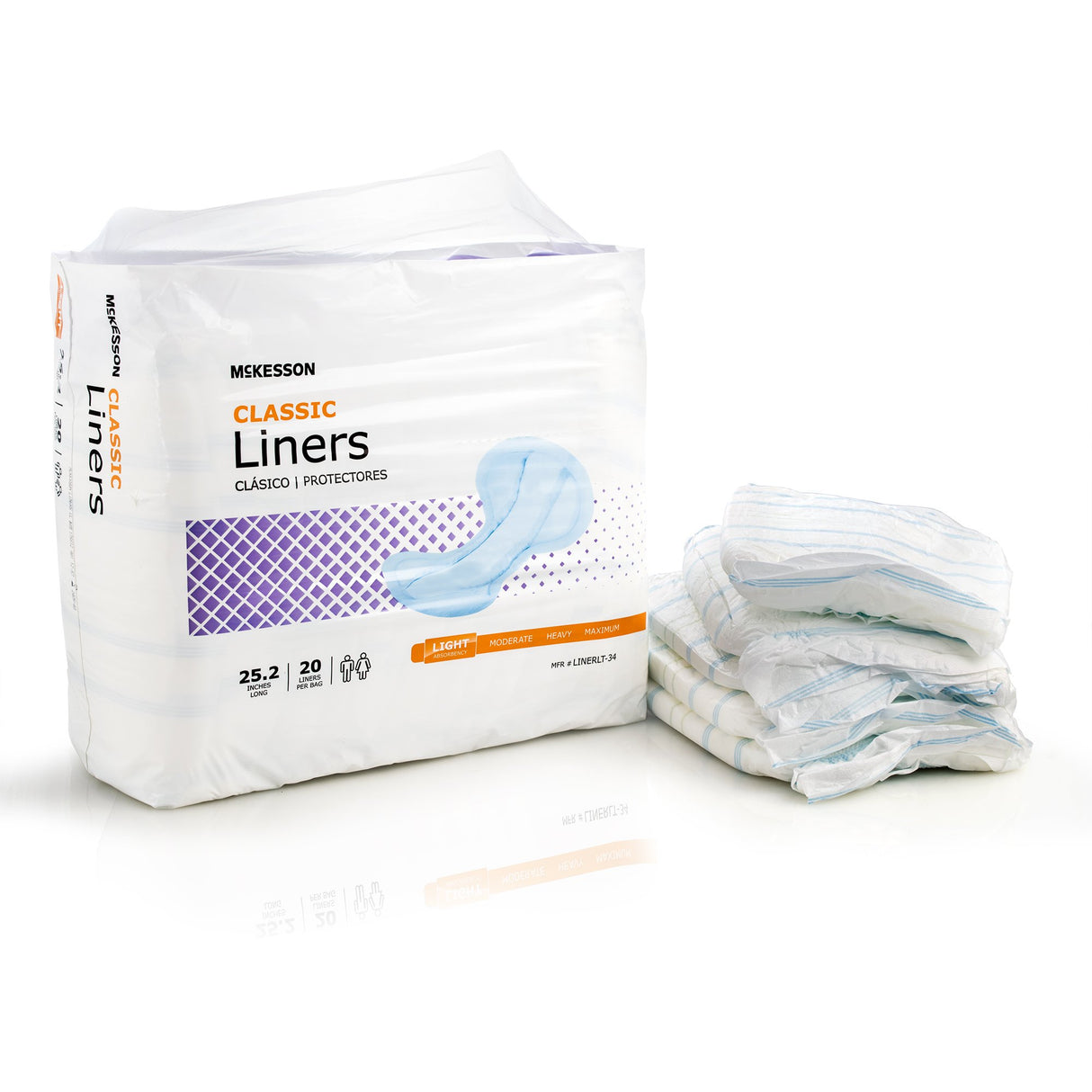 Incontinence Liner McKesson Classic 25-1/5 Inch Length Light Absorbency Polymer Core One Size Fits Most - BeHope
