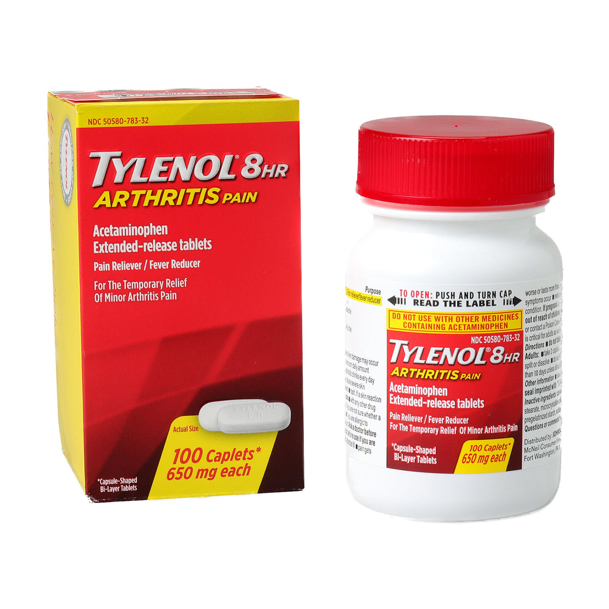 Pain Relief Tylenol® Arthritis 650 mg Strength Acetaminophen Caplet 100 per Bottle - BeHope