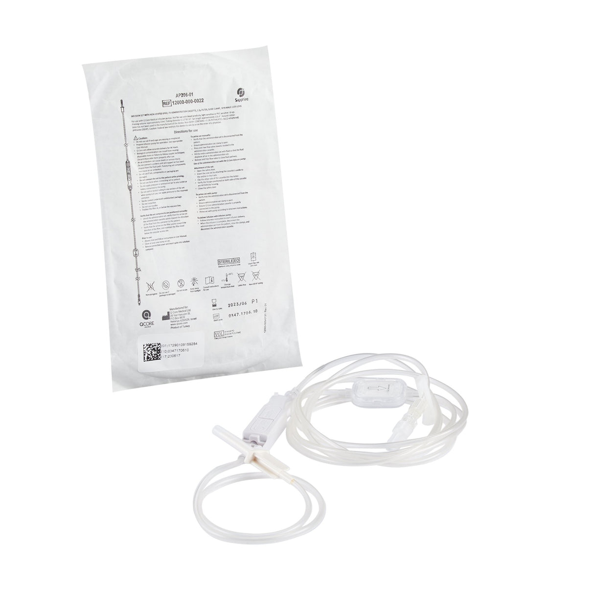 IV Pump Set Sapphire™ Pump 1 Port 20 Drops / mL Drip Rate 1.2 Micron Filter 116 Inch Tubing Solution - BeHope