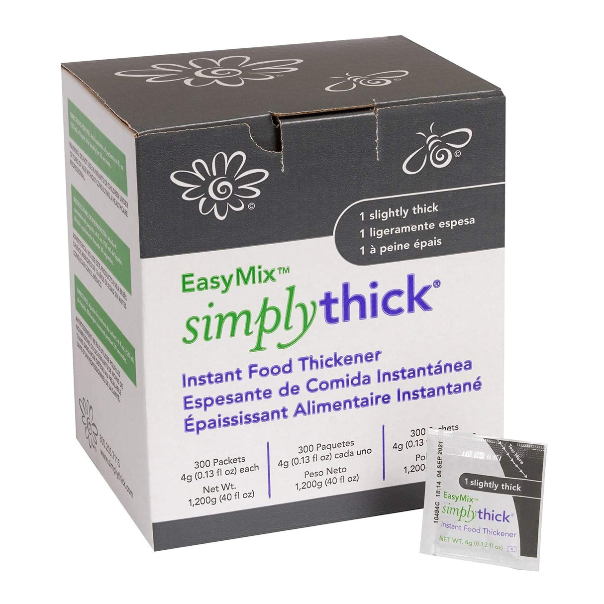 Food and Beverage Thickener SimplyThick® Easy Mix 4 oz. Individual Packet Unflavored Gel IDDSI Level 1 Slightly Thick - BeHope