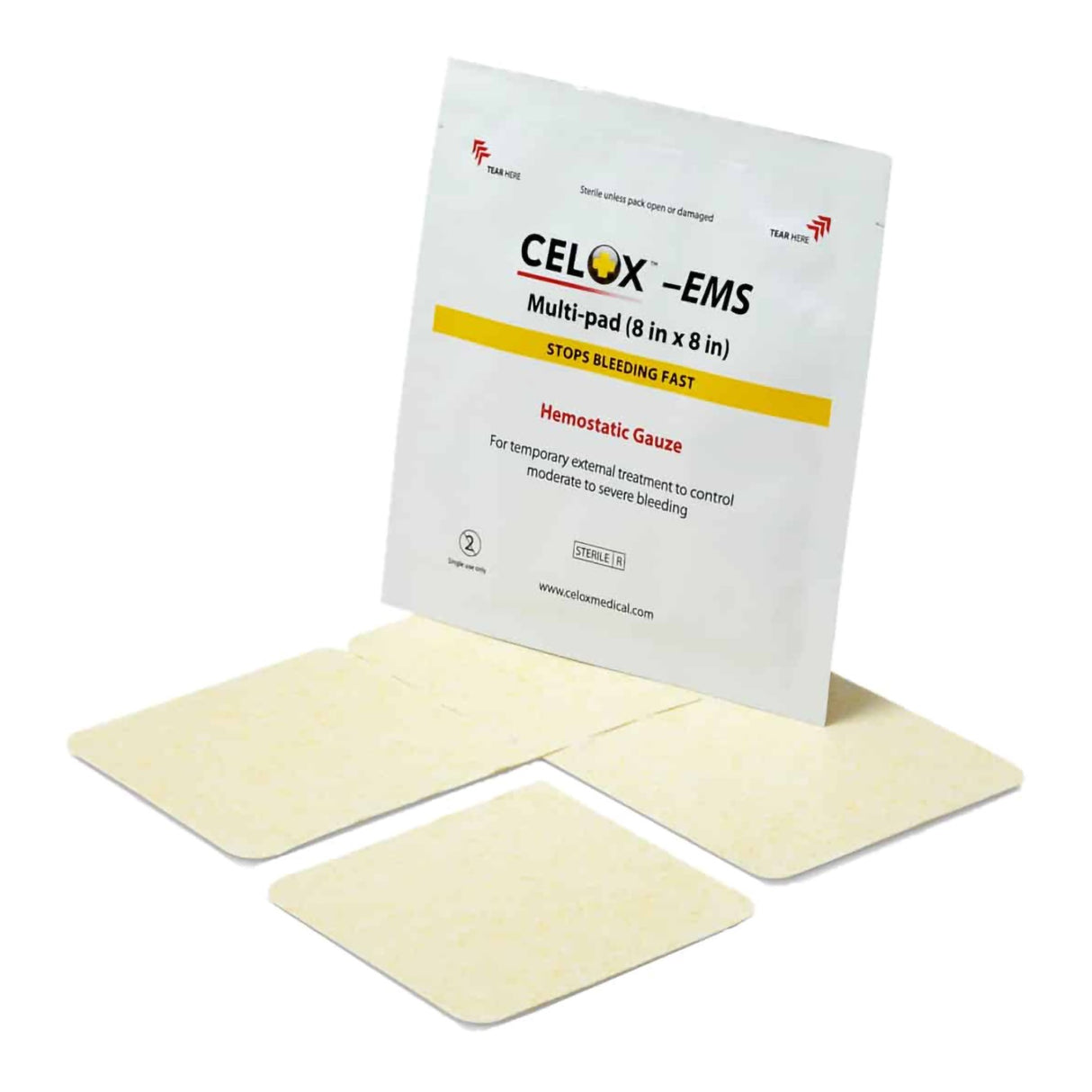 Hemostatic Dressing Celoxâ„¢ EMS 8 X 8 Inch 2 per Pack Sterile - BeHope