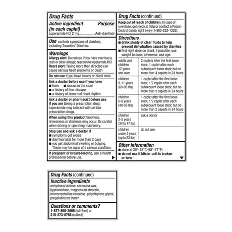 Anti-Diarrheal Imodium® A-D 2 mg Strength Caplet 24 per Box - BeHope