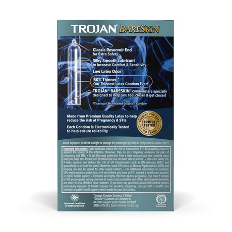 Condom Trojan® Bareskin Lubricated 10 per Box - BeHope