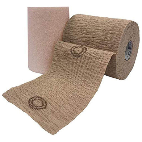 2 Layer Compression Bandage System CoFlex® TLC Calamine with Indicators 4 Inch X 6 Yard / 4 Inch X 7 Yard Self-adherent / Pull On Closure Tan NonSterile 25 to 30 mmHg - BeHope