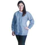 Lab Jacket FitMe™ Ceil Blue Medium Hip Length 3-Layer SMS Disposable - BeHope