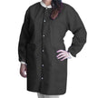Lab Coat FitMe™ Black Large Knee Length 3-Layer SMS Disposable - BeHope