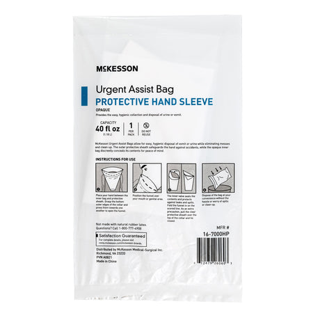 Emesis Bag Mckesson Urgent Assist with Protective Hand Sleeve - BeHope