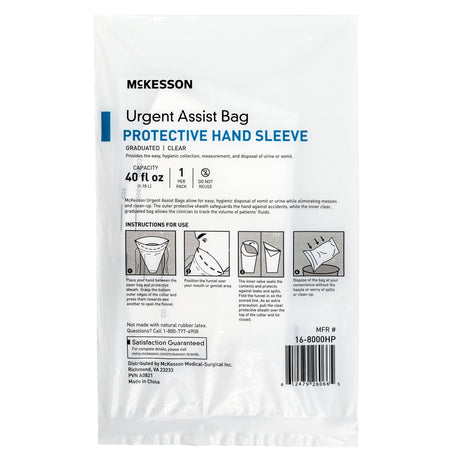 Mckesson Urgent Assist Emesis Bag with Protective Hand Sleeve - BeHope