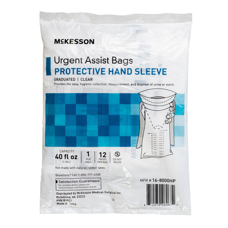 Mckesson Urgent Assist Emesis Bag with Protective Hand Sleeve - BeHope