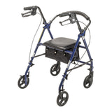 4 Wheel Rollator drive™ Blue Adjustable Height / Folding Steel Frame - BeHope