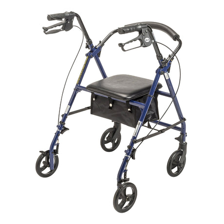 4 Wheel Rollator drive™ Blue Adjustable Height / Folding Steel Frame - BeHope