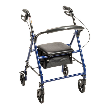 4 Wheel Rollator drive™ Blue Adjustable Height / Folding Steel Frame - BeHope