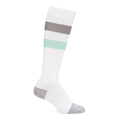 Maternity Compression Socks Motif Medical Knee High Medium White / Gray / Green Closed Toe - BeHope