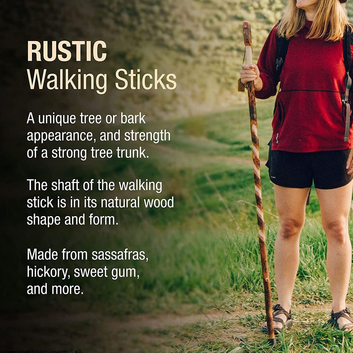 Walking Stick Brazos™ Twisted Wood 55 Inch Height Hickory - BeHope