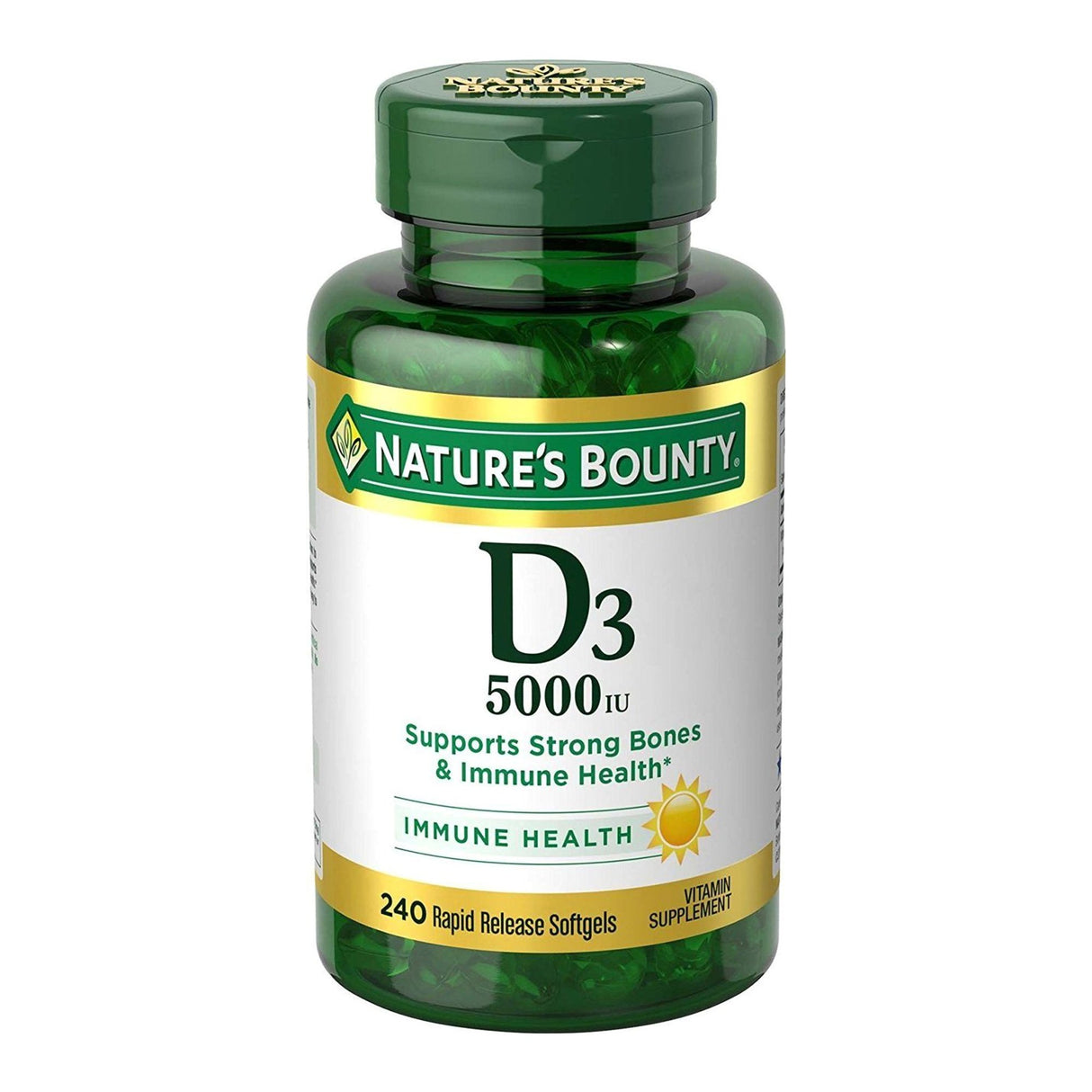 Vitamin Supplement Nature's Bounty® D3 Cholecalciferol 5,000 IU Strength Softgel 240 per Bottle - BeHope