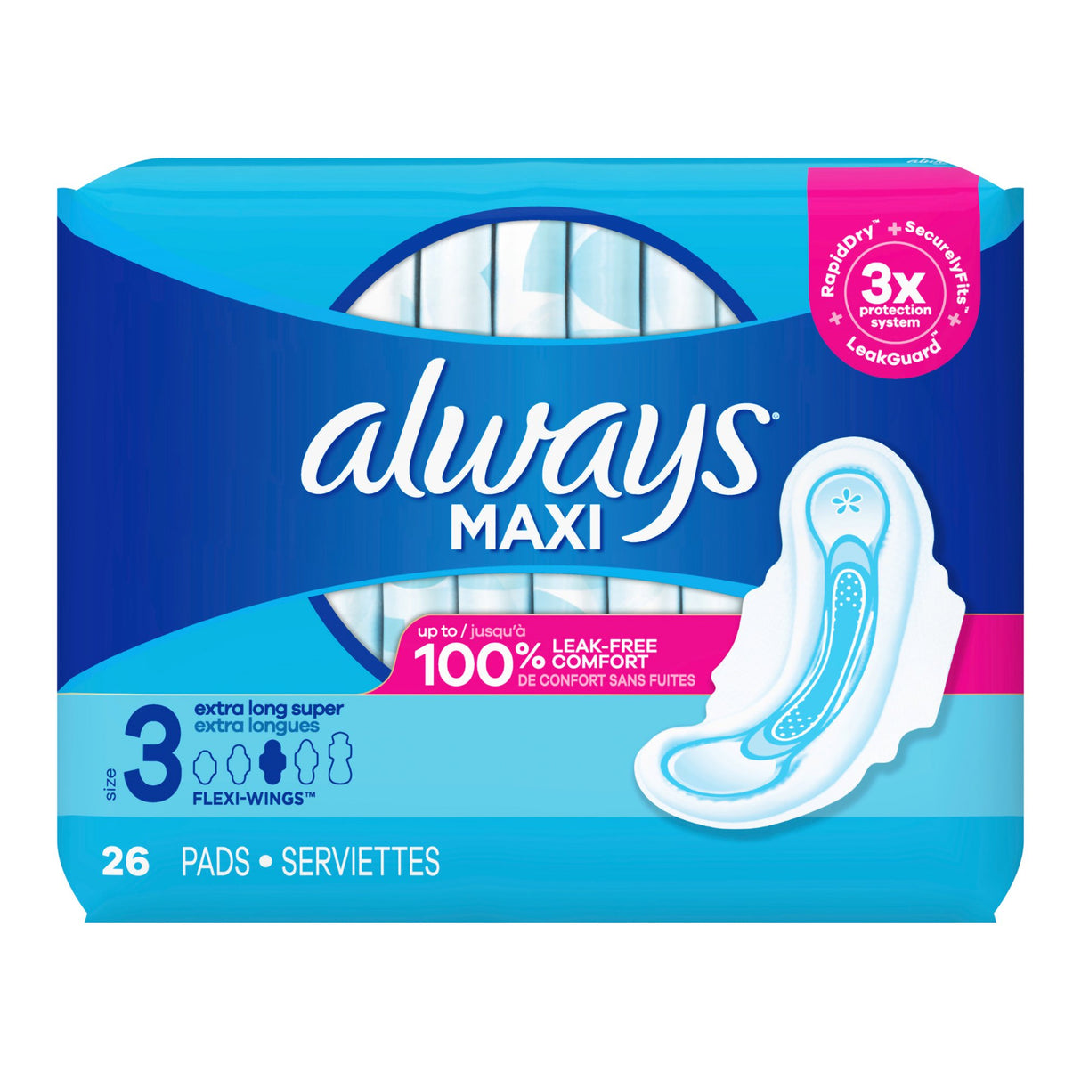 Feminine Pad Always® Maxi with Flexi-Wings Super Absorbency - BeHope