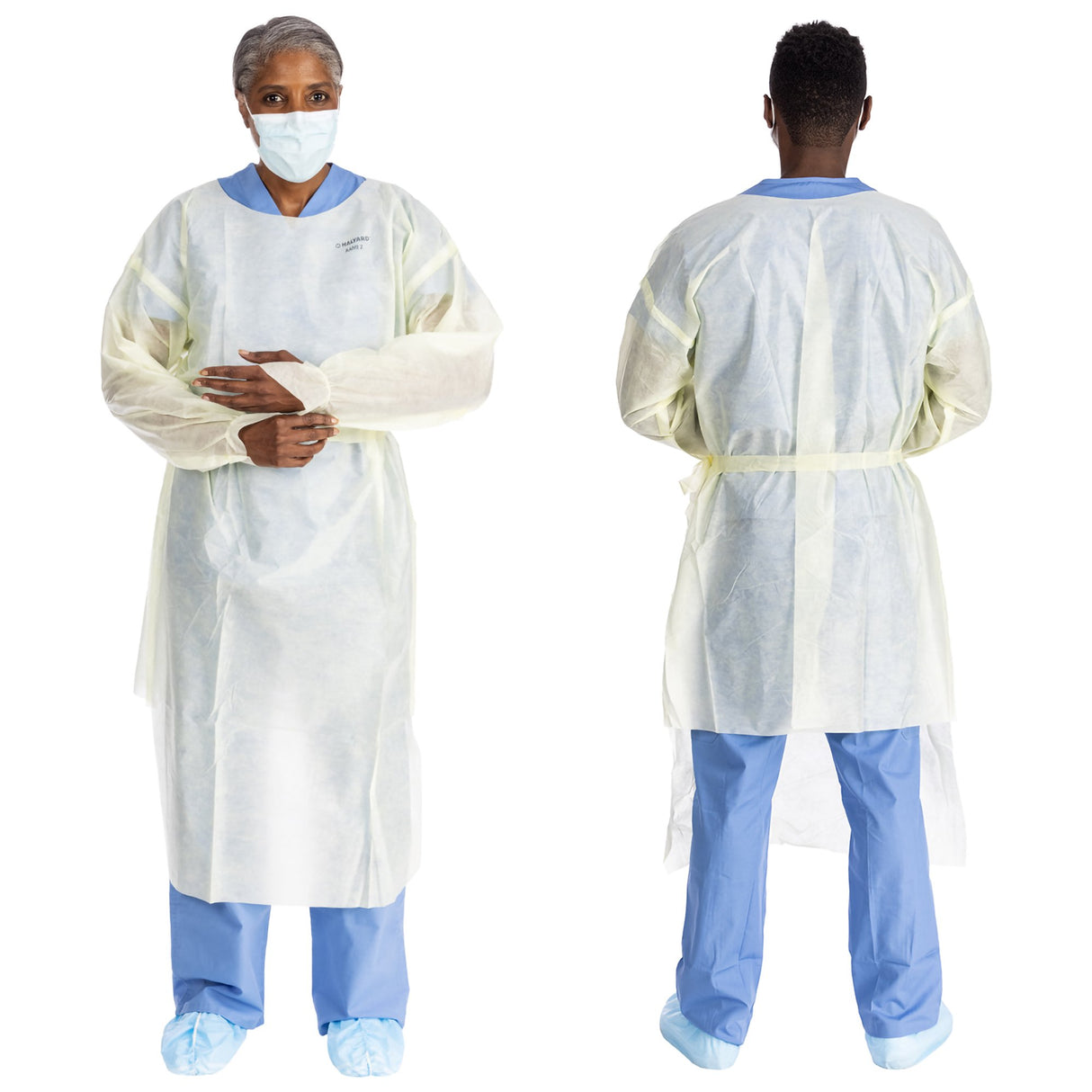 Protective Procedure Gown Halyard Basics Large Yellow NonSterile AAMI Level 2 Disposable - BeHope