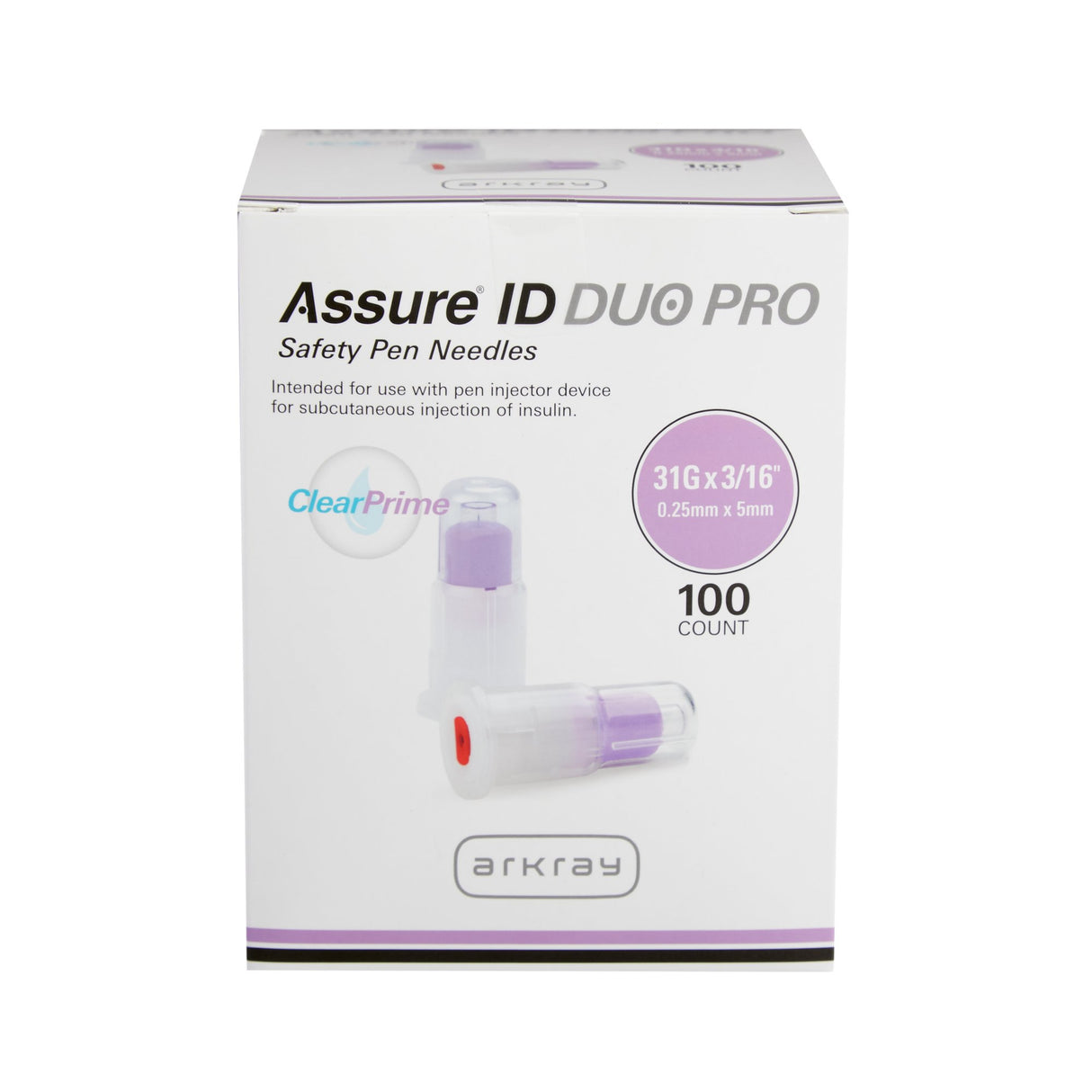 Safety Insulin Pen Needle Assure® ID DUO Pro 31 Gauge 5 mm Length Automatic Safety with Back-End Shield - BeHope
