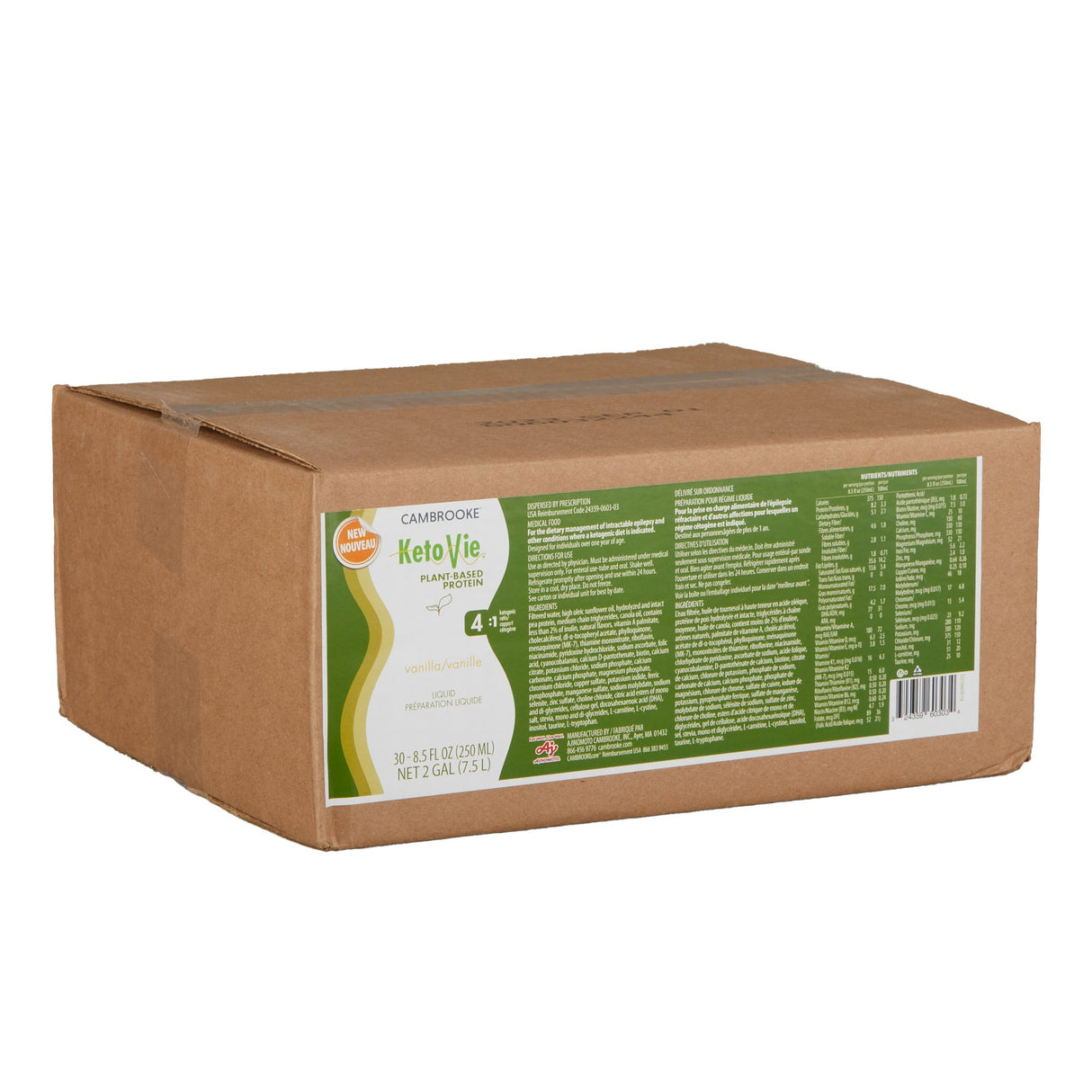 Oral Supplement KetoVie® 4:1 Plant-Based Protein Vanilla Flavor Liquid 8.5 oz. Carton - BeHope