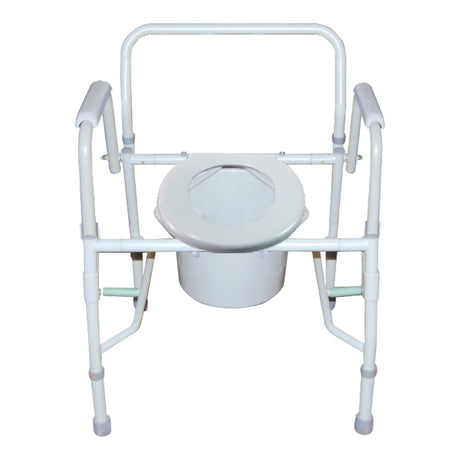 Commode Chair McKesson Drop Arms Steel Frame Back Bar 13-3/4 Inch Seat Width 300 lbs. Weight Capacity - BeHope