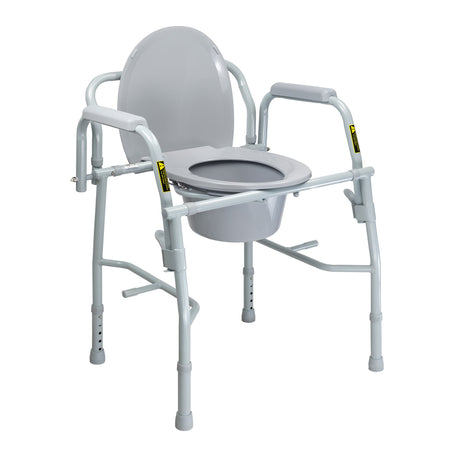 Commode Chair McKesson Drop Arms Steel Frame Back Bar 13-3/4 Inch Seat Width 300 lbs. Weight Capacity - BeHope