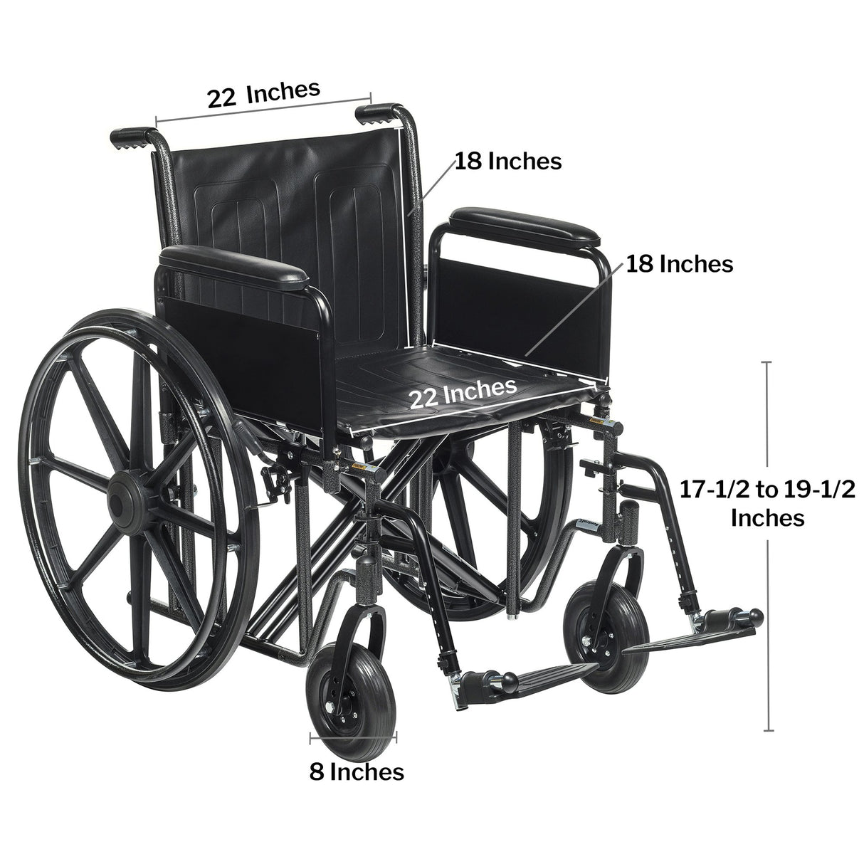 Bariatric Wheelchair Mckesson Heavy-Duty with Swing-away Footrests Detachable Full Arms - BeHope