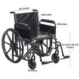 Bariatric Wheelchair Mckesson Heavy-Duty with Swing-away Footrests Detachable Full Arms - BeHope