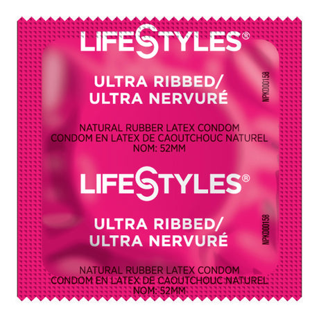 Condom Lifestyles® Ultra Ribbed Lubricated One Size Fits Most 1,008 per Case - BeHope
